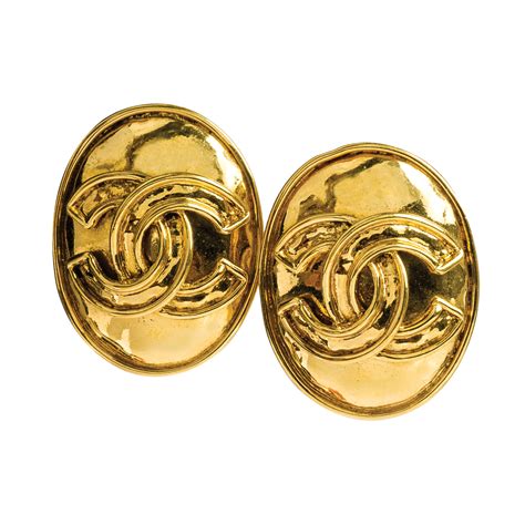 big chanel logo earrings|vintage chanel logo earrings.